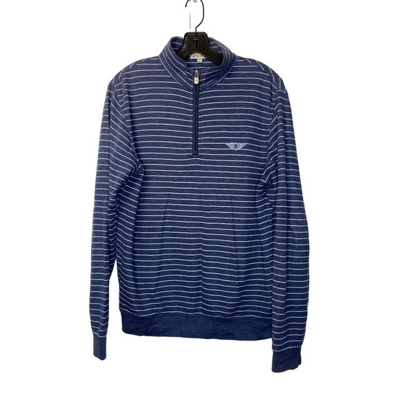 Peter Millar Other - Peter Millar Men's S Blue Stripe Pullover Mock Neck 1/4 Zip Golf Top Sweatshirt